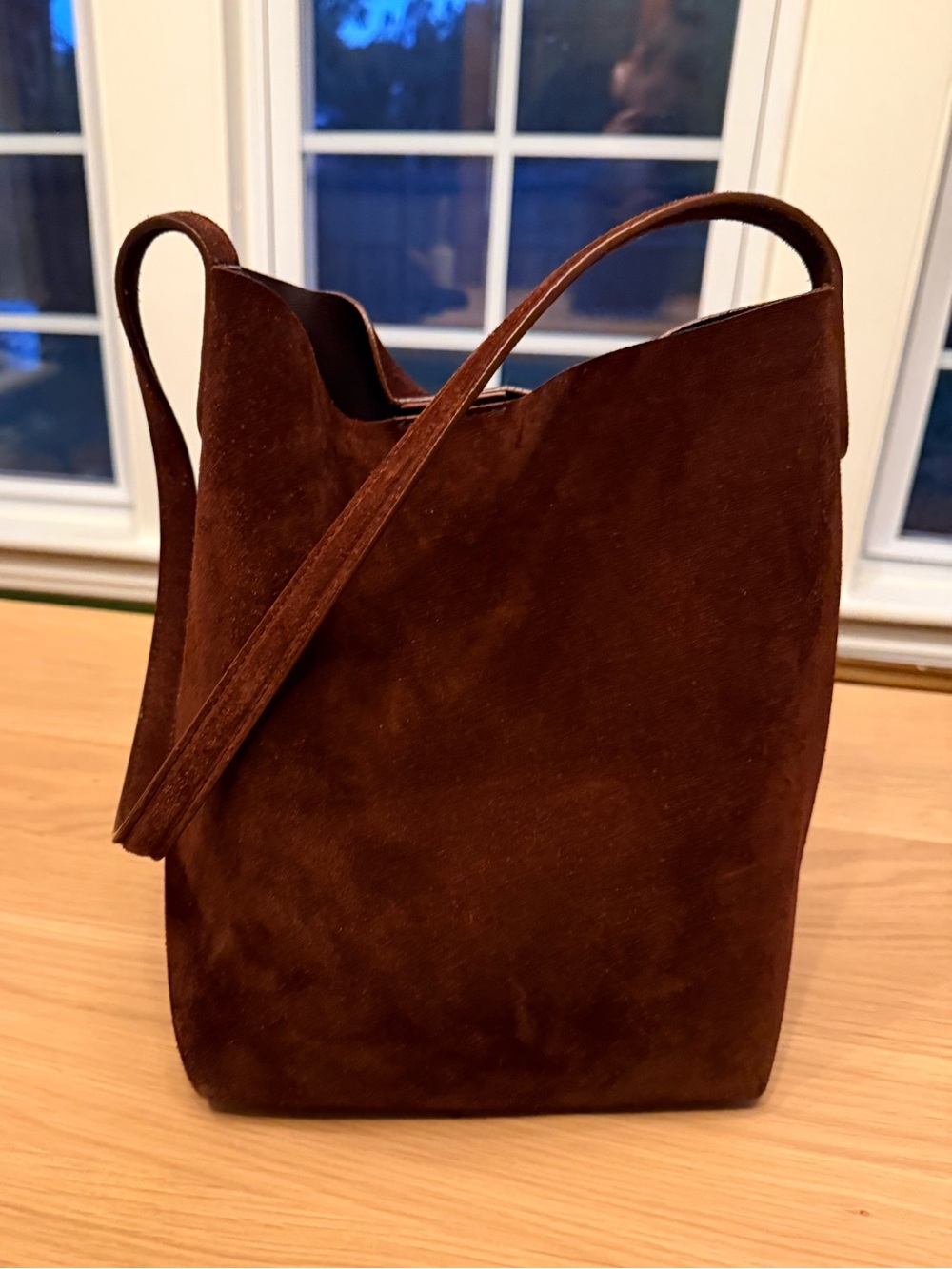 Mansur Gavriel Brown Suede Bucket Tote - Picture 2 of 5
